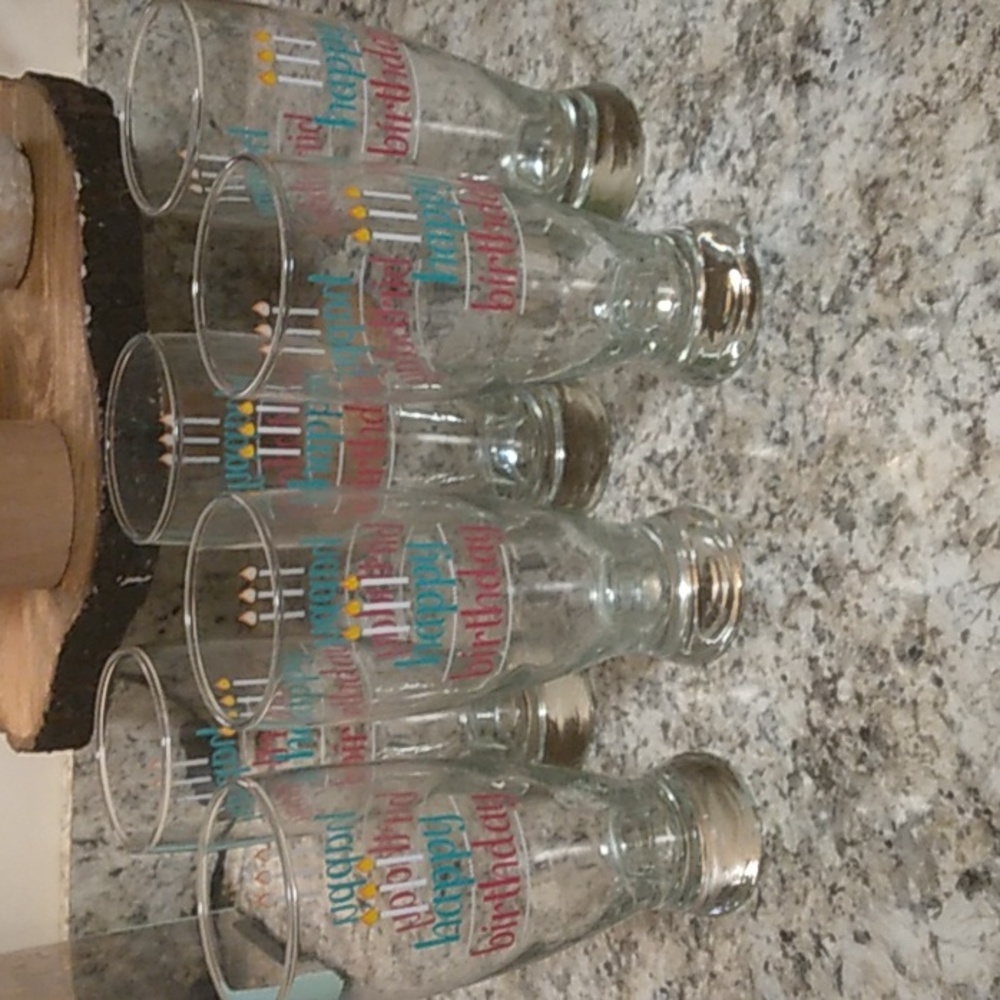 6 Cristar Happy Birthday Pilsner Beer Drinking Glasses